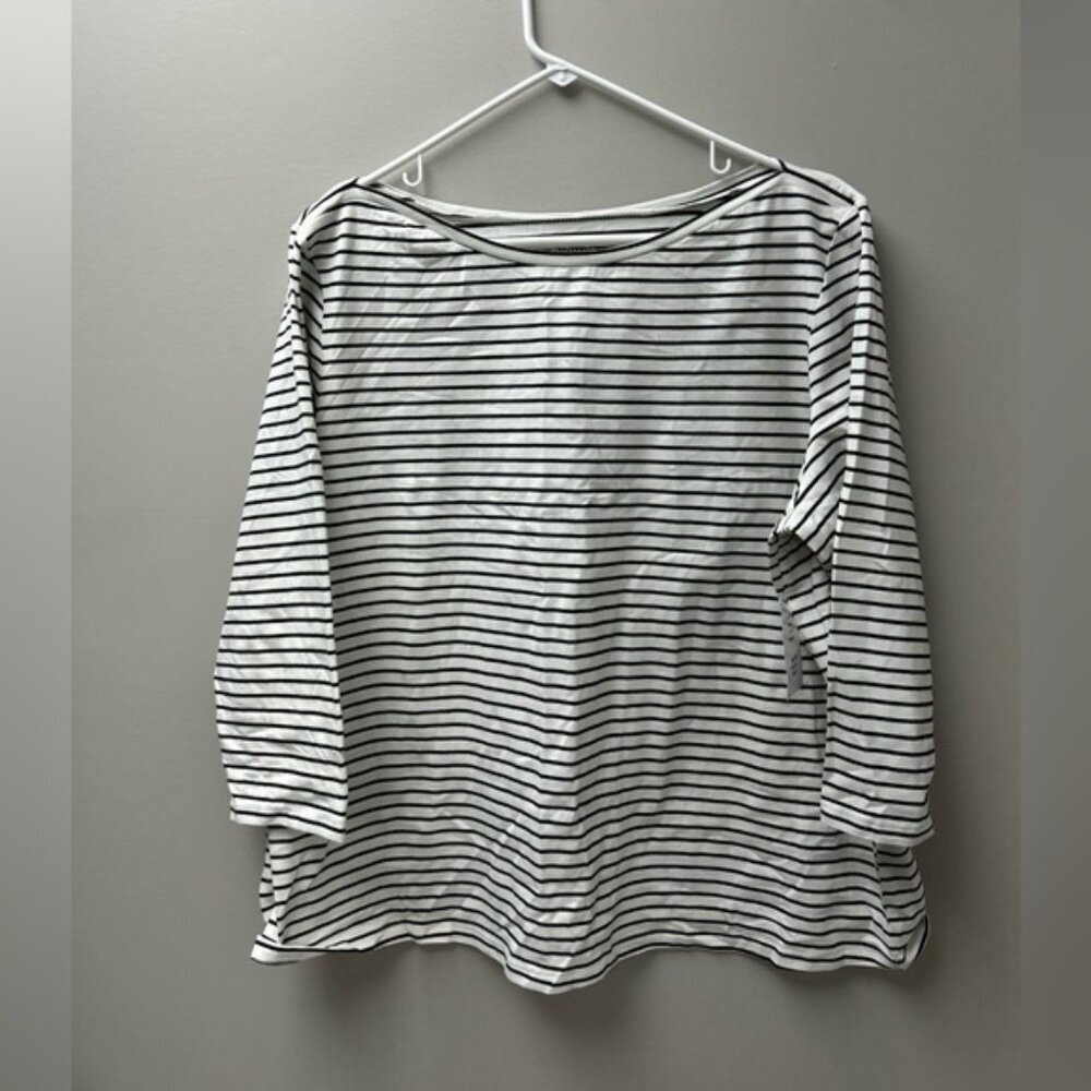 Ricki’s Women’s Black & White Striped 3/4 Sleeve Top – The Classic